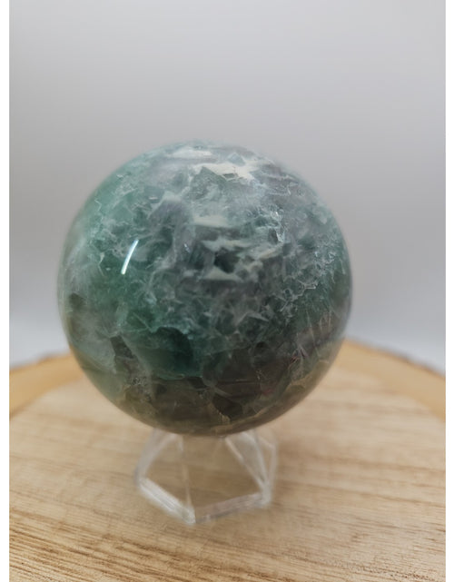 Load image into Gallery viewer, 1.16lb Natural Rainbow Fluorite Quartz Crystal Sphere Ball Polished
