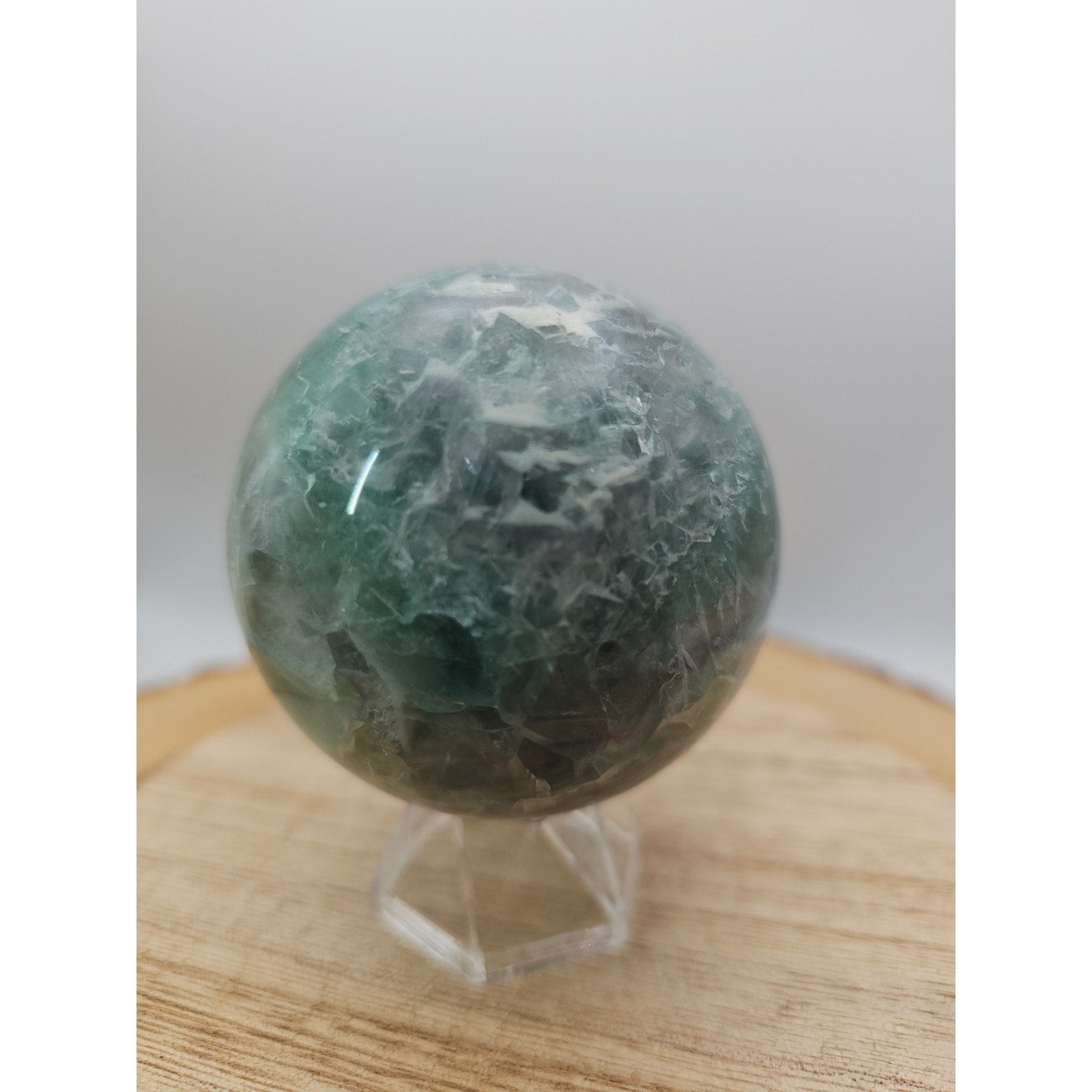 1.16lb Natural Rainbow Fluorite Quartz Crystal Sphere Ball Polished