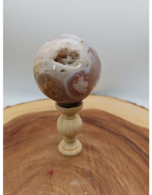 Load image into Gallery viewer, Flower agate sphere .59lbs W/stand
