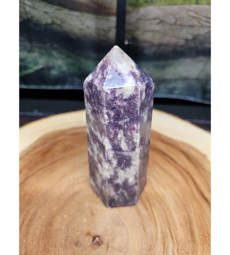 1ea Natural Purple Mica Lepidolite Crystal Point Tower Africa 539g