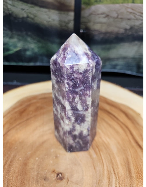 Load image into Gallery viewer, 1ea Natural Purple Mica Lepidolite Crystal Point Tower Africa 539g
