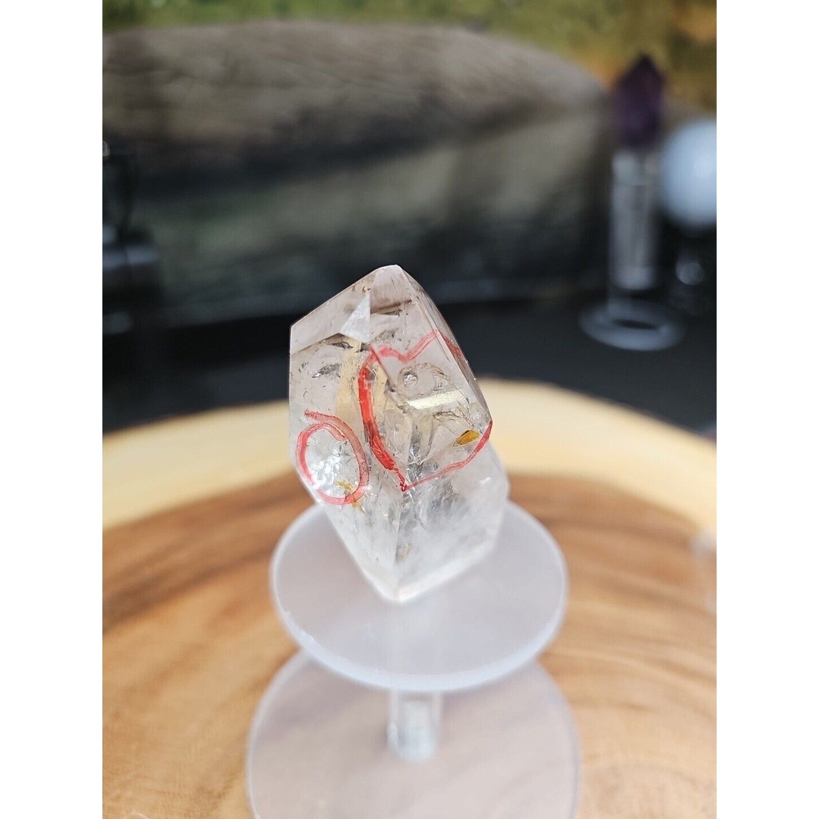 Quartz Crystal cluster Natural W/trapped Water 2 Spots 53gr