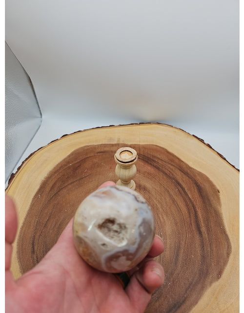 Load image into Gallery viewer, Flower agate sphere .59lbs W/stand
