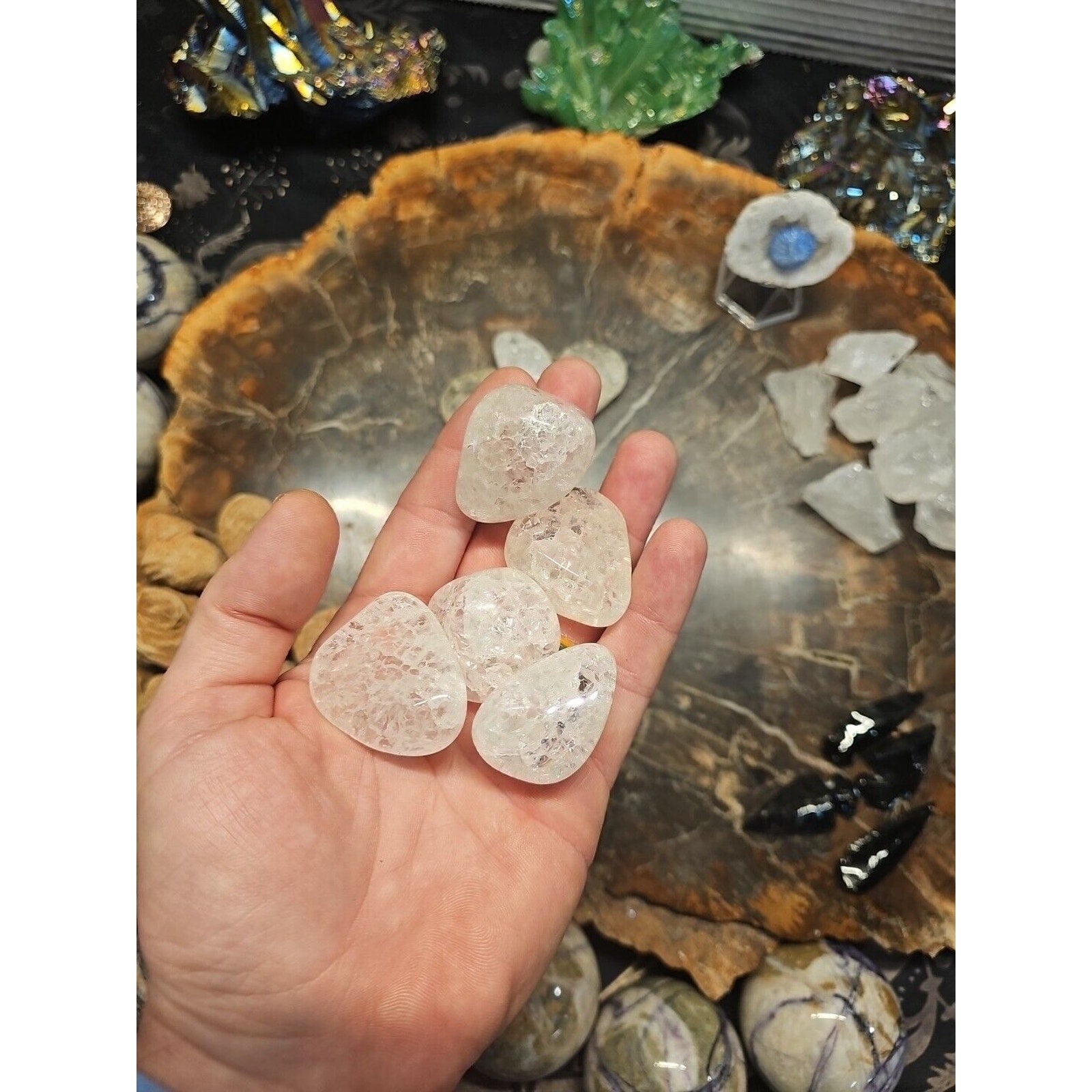 5 Pack Crackel Quartz Tumbled Stones: