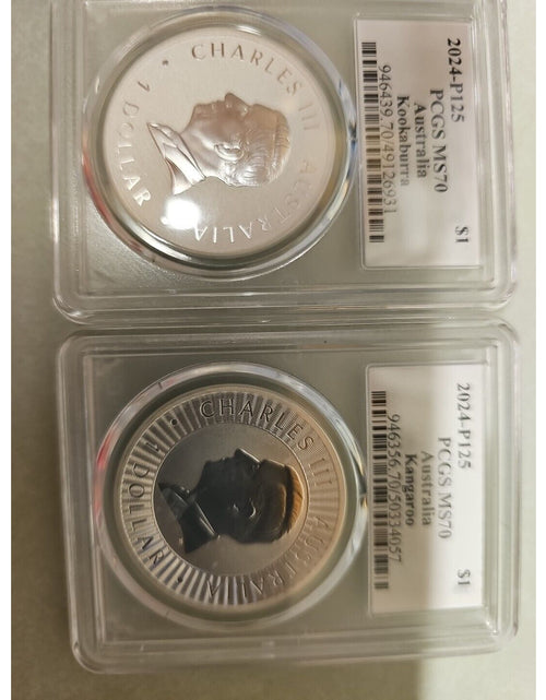 Load image into Gallery viewer, Ultra Breaks 2 coins Kookaburra &amp; Kangaroo MS70 9999 SILVER Pair
