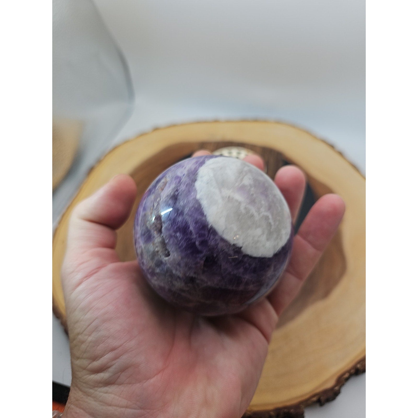 1.27LB Natural Dream Amethyst Quartz Crystal Sphere Ball Healing