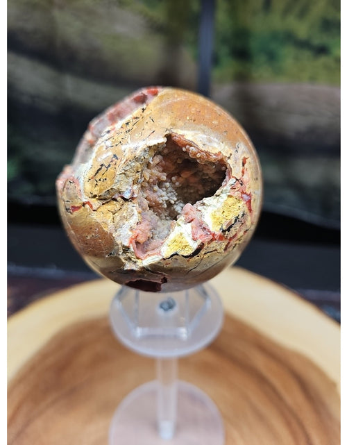 Load image into Gallery viewer, .84LB Natural Vesuvianite Agate Carnelian Crystal Geode Sphere Ball Healing
