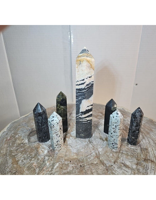 Load image into Gallery viewer, 2.67 Lbs 7Pcs Mix Lot Natural Zebra Rock Jasper Crystal Point Tower Sinkiang
