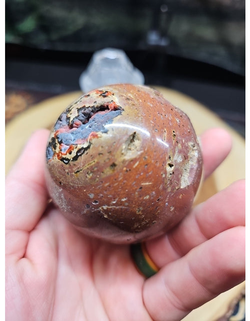 Load image into Gallery viewer, .68LB Natural Vesuvianite Agate Carnelian Crystal Geode Sphere Ball Healing
