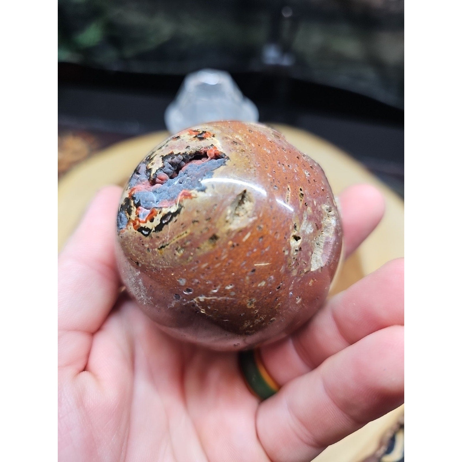 .68LB Natural Vesuvianite Agate Carnelian Crystal Geode Sphere Ball Healing