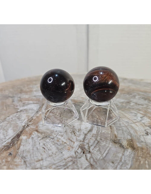 Load image into Gallery viewer, 2Pcs Natural Red Tiger Eye Quartz Crystal Sphere Ball Polished Healing 30-34mm
