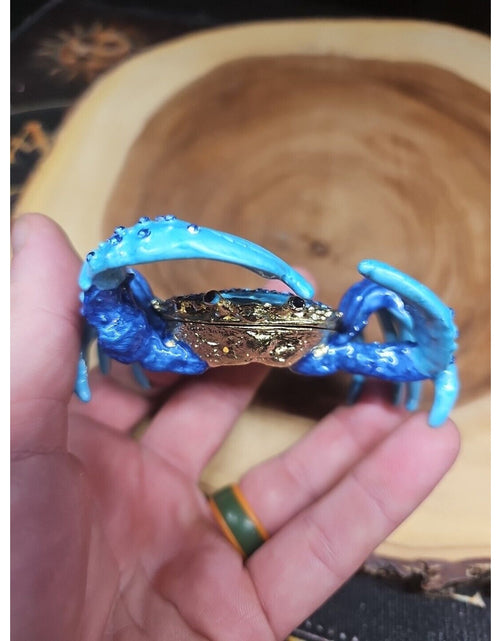Load image into Gallery viewer, Crab Trinket Box W/3 Herkimer Diamonds Covered In Gemstones
