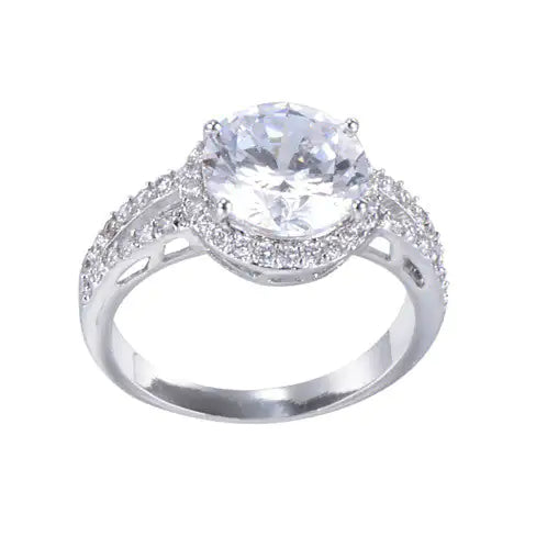 Load image into Gallery viewer, Love Struck Diamond Crystals Platinum Plated Halo Ring
