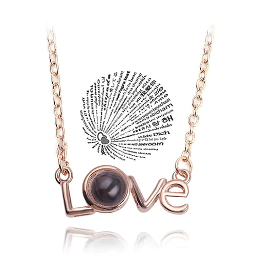 Load image into Gallery viewer, Projection Necklace 100 Languages I Love You Pendant Jewelry
