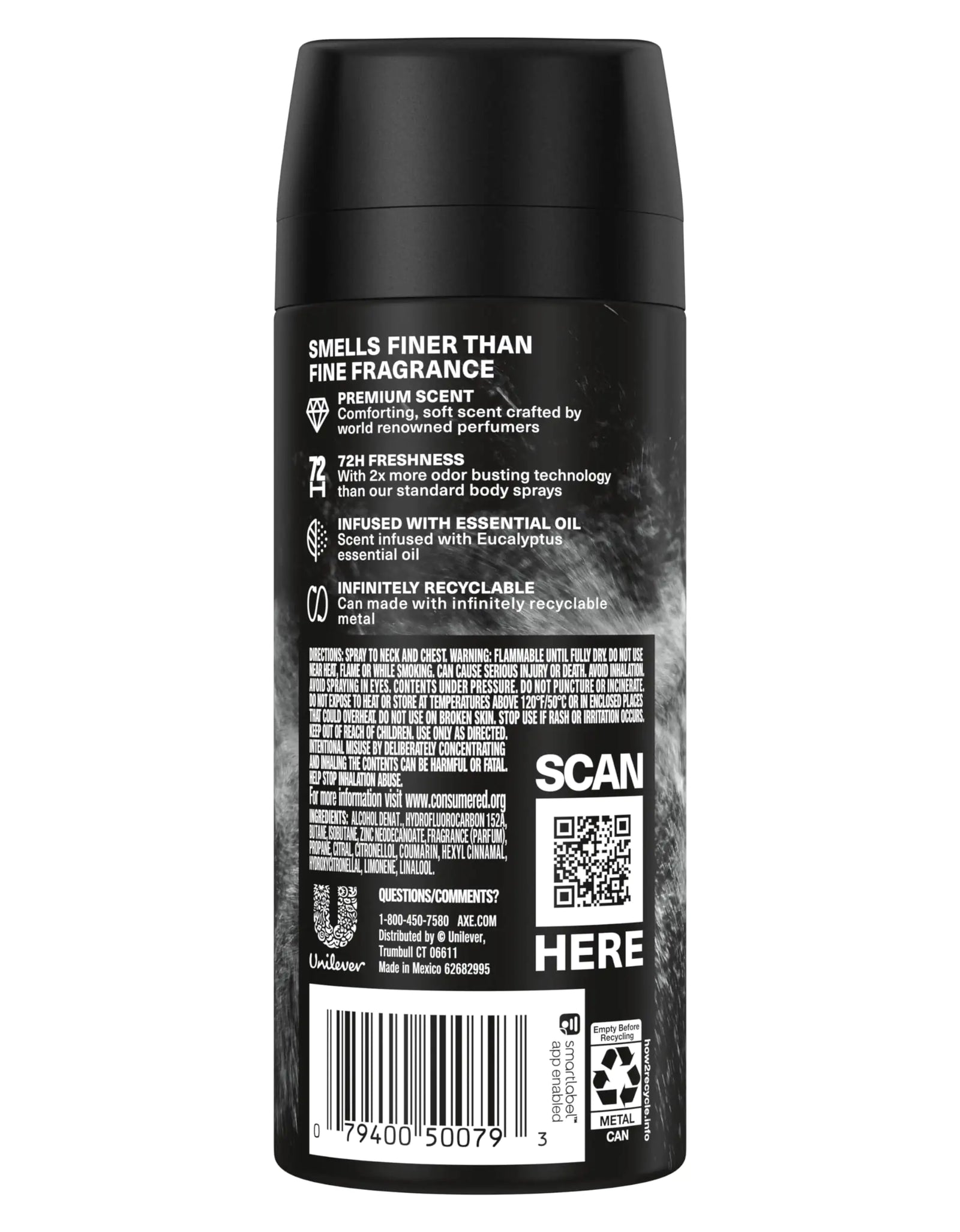 AXE Fine Fragrance Collection Premium Deodorant Body Spray for Men Pure Coconut 3 Count with 72H Odor Protection and Freshness Infused with Coconut, Eucalyptus, and Oak Essential Oils 4 oz 4 Ounce (Pack of 3)