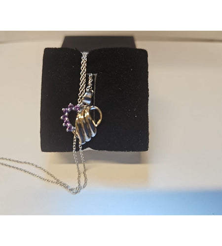 Amethyst Heart Necklace With 18in Sterling Silver Chain