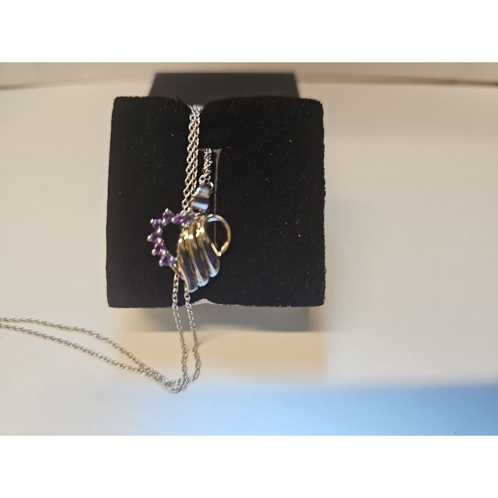 Amethyst Heart Necklace With 18in Sterling Silver Chain
