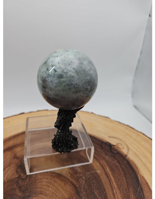 Load image into Gallery viewer, Rainbow Labradorite Sphere .45lb 53mm W/Dragon Stand
