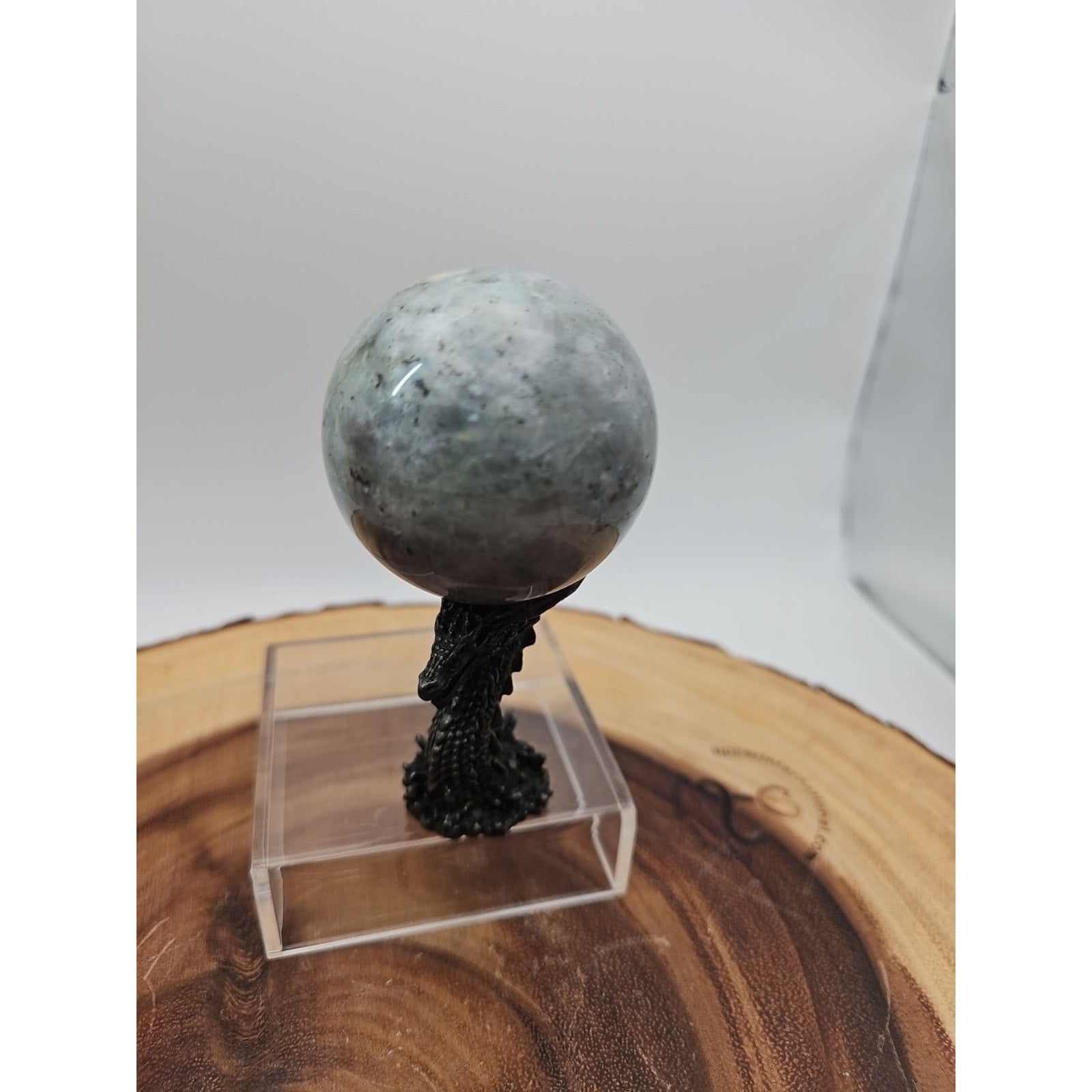 Rainbow Labradorite Sphere .45lb 53mm W/Dragon Stand