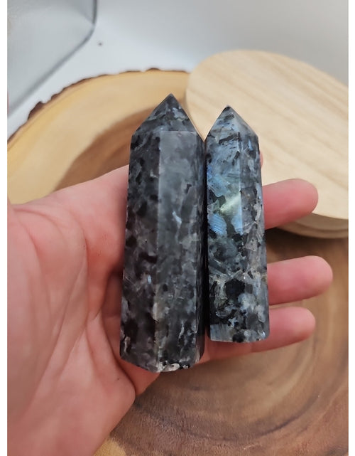 Load image into Gallery viewer, 1 Pair Larvikite Tower .42lb 3.5in Tall
