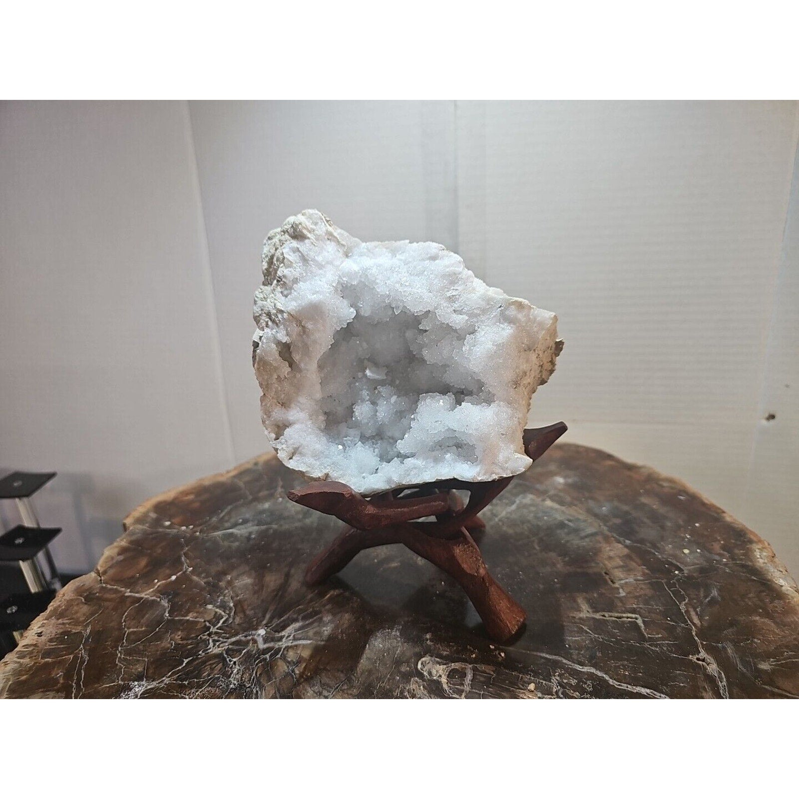 2.66lbs Geode Crystal Moroccan Quartz W /Stand