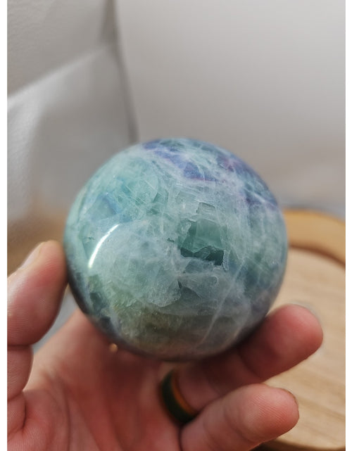 Load image into Gallery viewer, 1.46lb Natural Rainbow Fluorite Quartz Crystal Sphere Ball Polished
