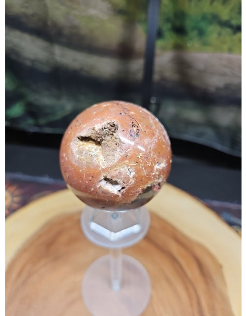 Load image into Gallery viewer, .74LB Natural Vesuvianite Agate Carnelian Crystal Geode Sphere Ball Healing
