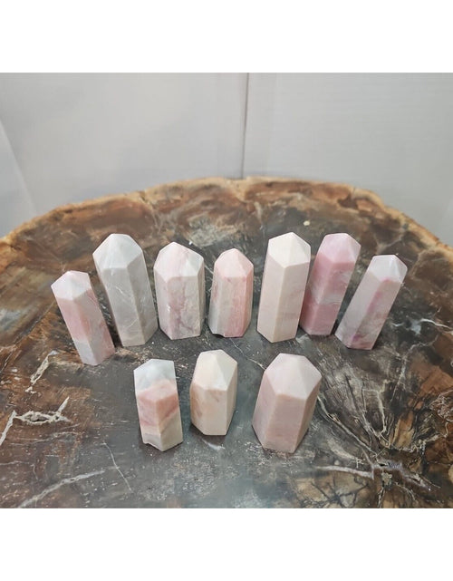 Load image into Gallery viewer, 10Pcs Natural Pink Opal Crystal Gem Stone Point Tower Healing Angel Skin
