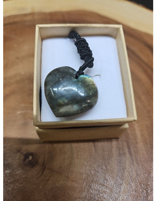 Load image into Gallery viewer, Labradorite Cord Necklace Healing/Protection Heart
