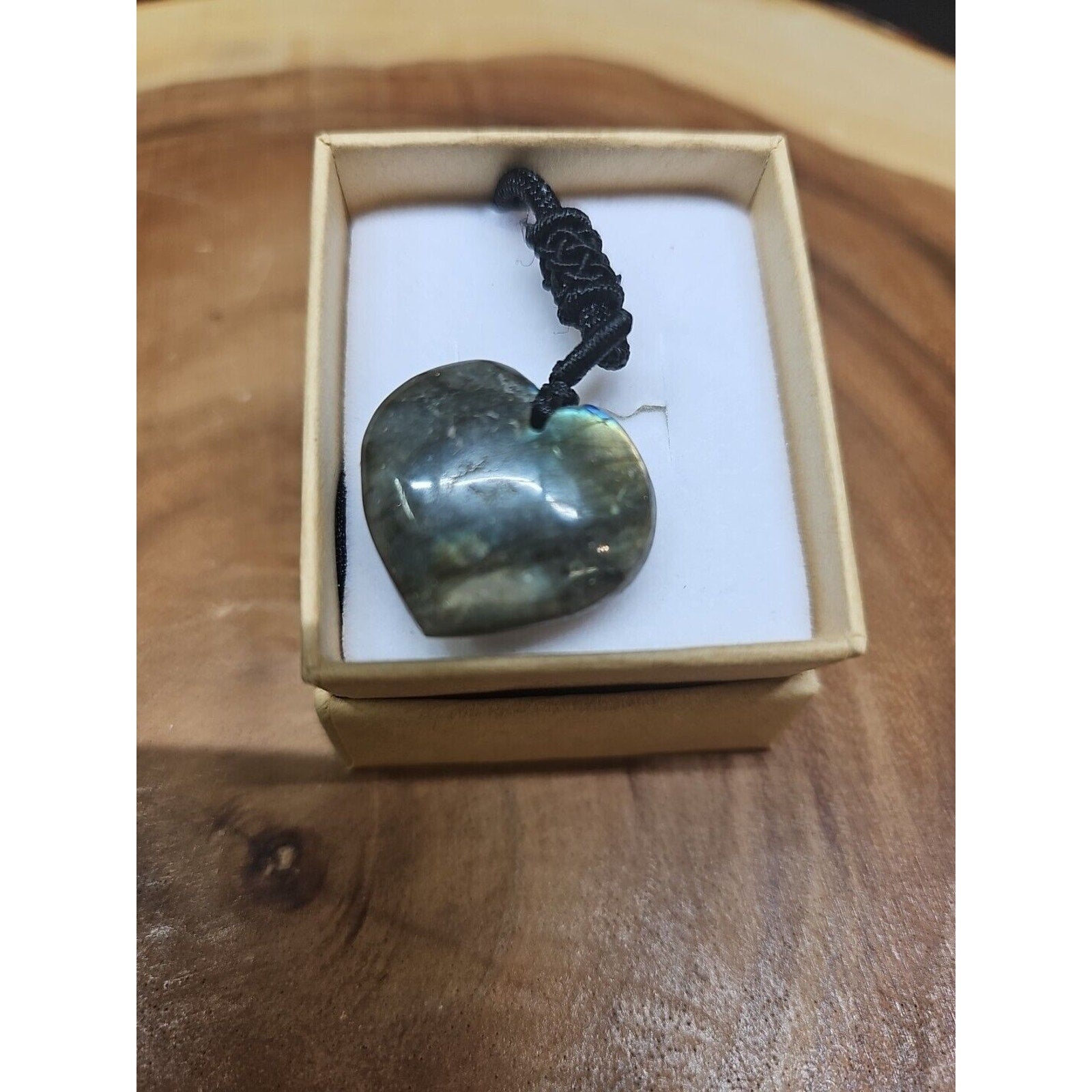 Labradorite Cord Necklace Healing/Protection Heart