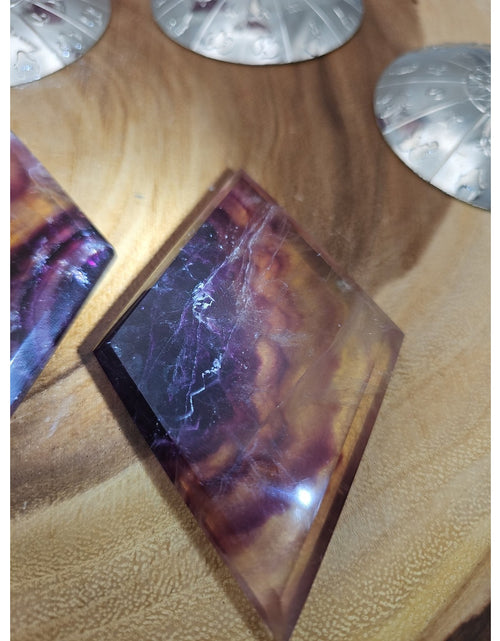 Load image into Gallery viewer, 1 Each Natural Rainbow Fluorite Diamond W/ Zodiac stand
