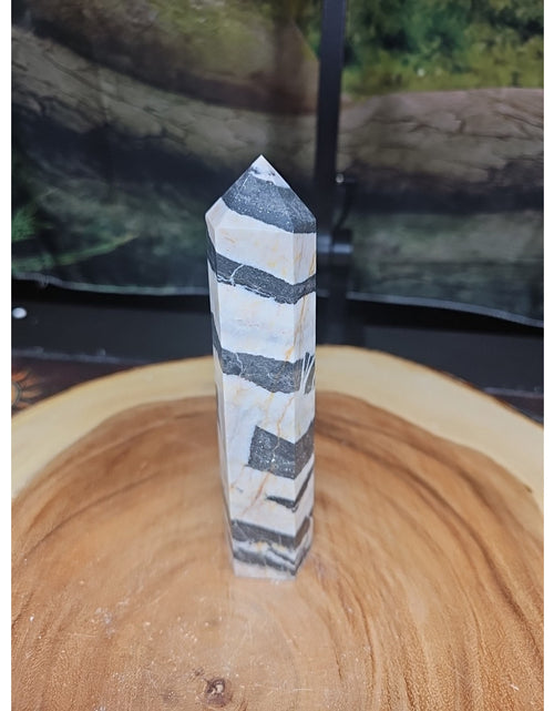 Load image into Gallery viewer, Zebra Stone Tower 341g 6in Tall
