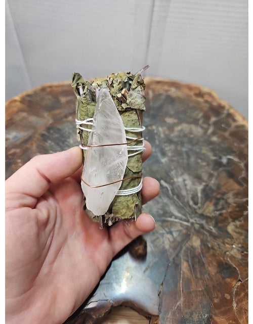 Load image into Gallery viewer, Bay Leaf wrapped crystal W/ Huge White Quartz Healing
