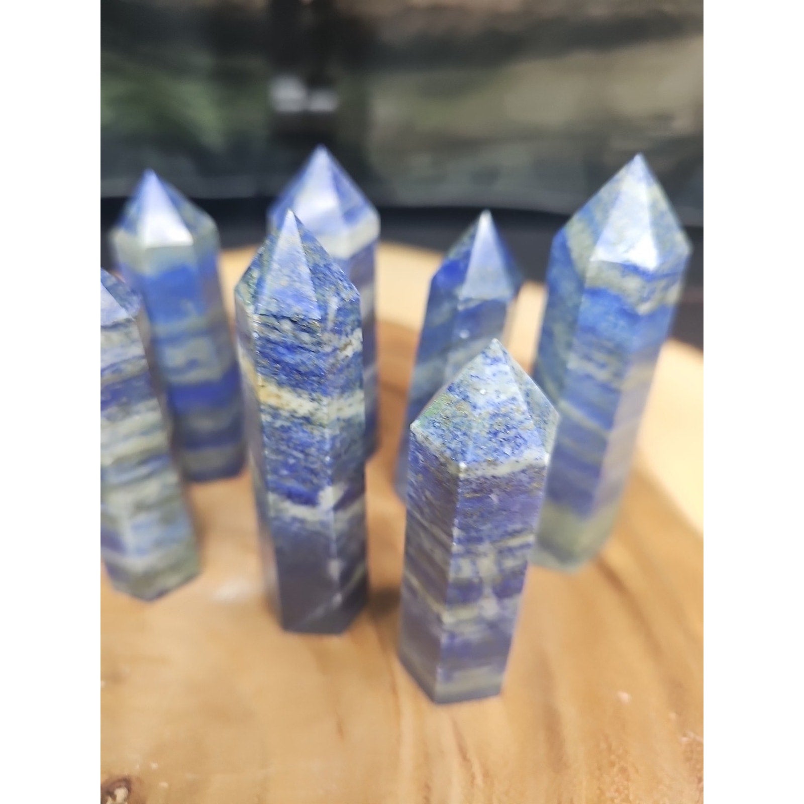 1 Each Natural Blue Lapis Lazuli & Pyrite Crystal Point Tower Brazil Rare