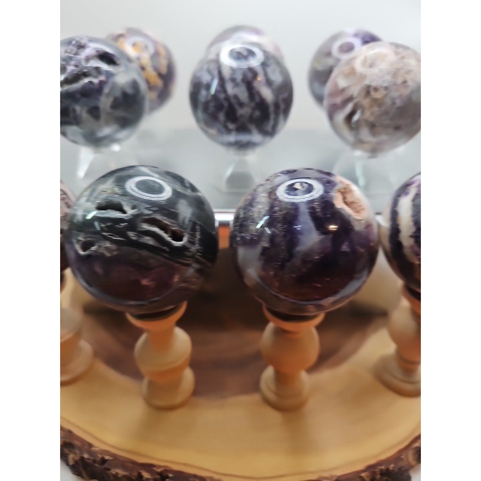 55mm To 65mm Natural Sphalerite Quartz Crystal W/wooden Stand 1 Each