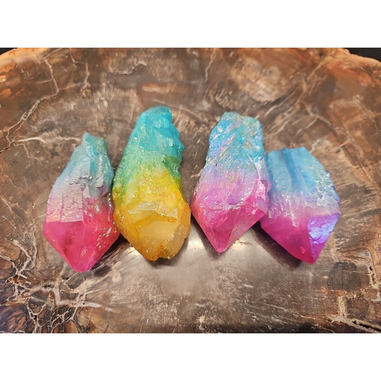 1.15lbs Quartz Crystal Points Titanium Coating