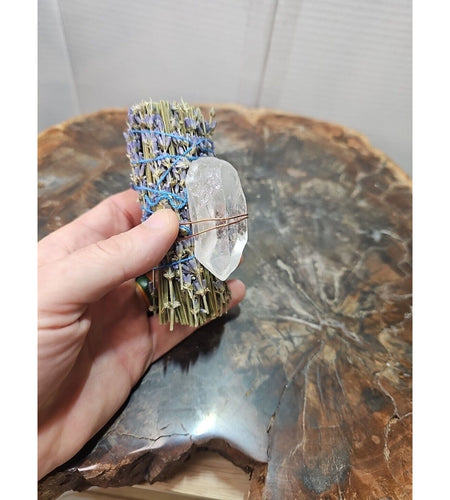 Lavender wrapped crystal W/ Huge White Quartz Healing