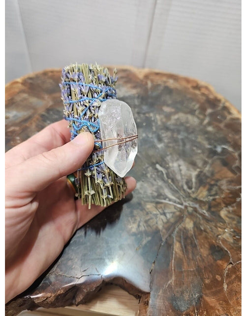 Load image into Gallery viewer, Lavender wrapped crystal W/ Huge White Quartz Healing
