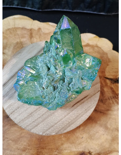 Load image into Gallery viewer, 1.20lbRainbow Aqua Aura Quartz Crystal Cluster Points Titanium Coating
