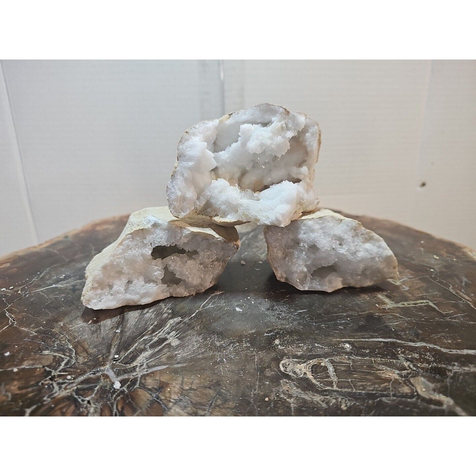 3pcs 1.85lbs Geode Crystal Moroccan Quartz