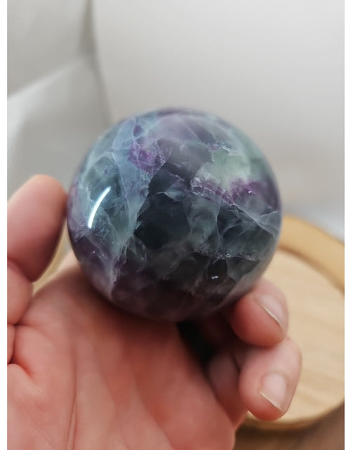 Load image into Gallery viewer, 1.09lb Natural Rainbow Fluorite Quartz Crystal Sphere Ball Polished
