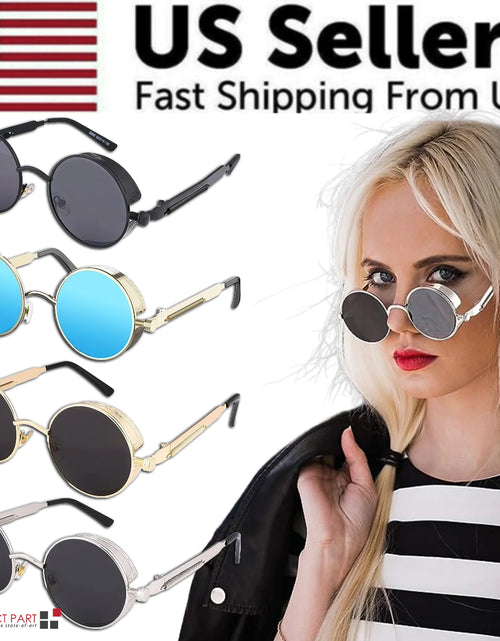 Load image into Gallery viewer, Retro Round Polarized Sunglasses Men Women Vintage Gothic Steampunk Glasses
