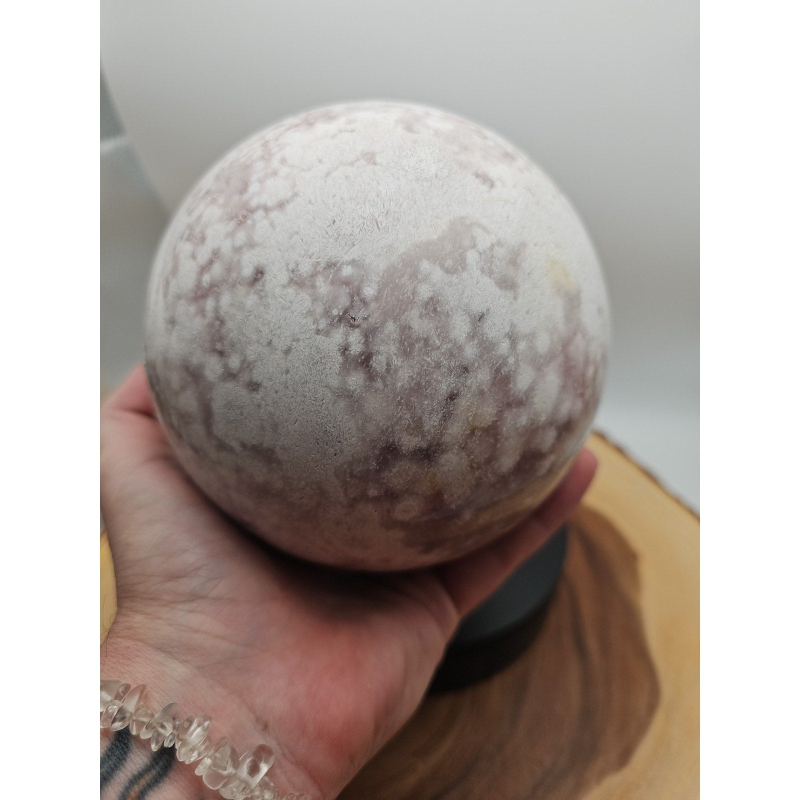 6.55lbs Natural Cherry Blossom Agate Sphere Quartz Crystal Ball