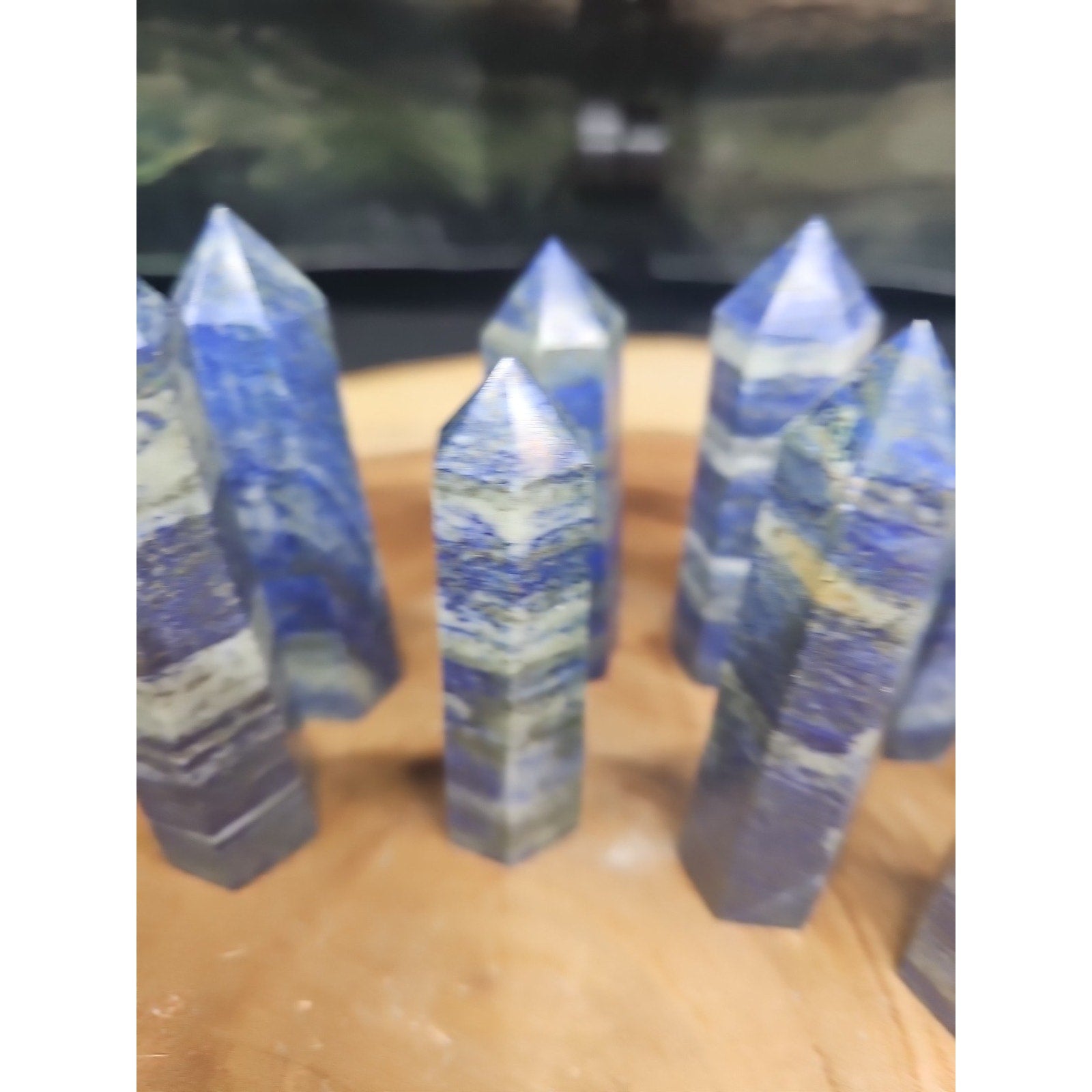 1 Each Natural Blue Lapis Lazuli & Pyrite Crystal Point Tower Brazil Rare