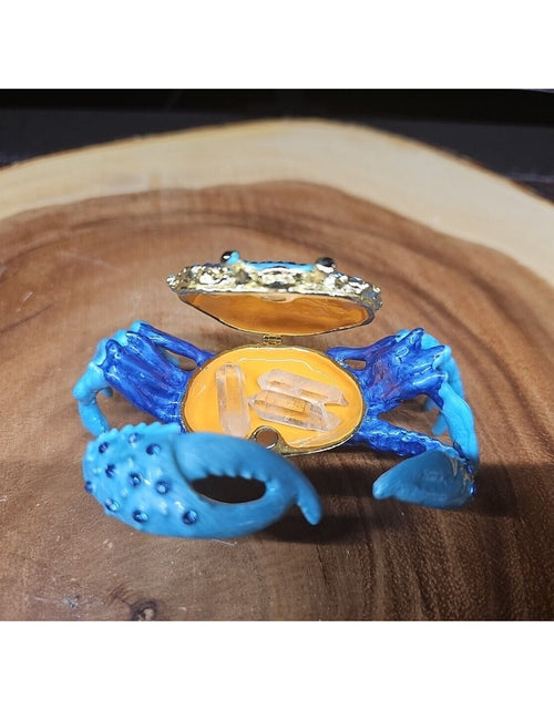 Load image into Gallery viewer, Crab Trinket Box W/3 Herkimer Diamonds Covered In Gemstones
