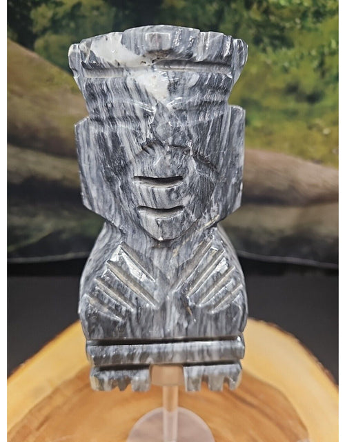 Load image into Gallery viewer, Carved Onyx Stone Aztec Mayan Tiki Sculpture 7in Tall 4lbs
