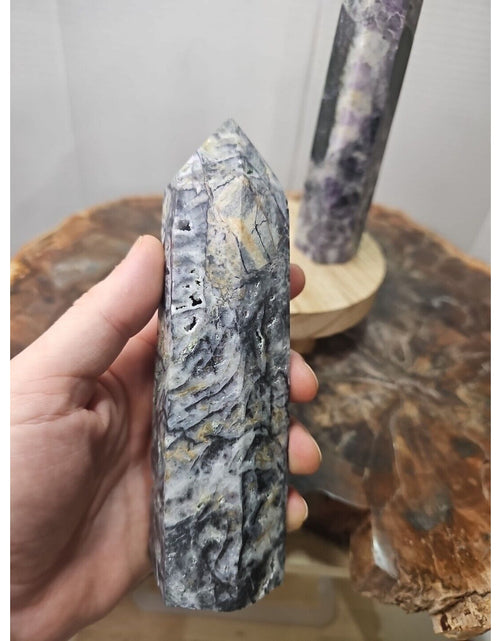 Load image into Gallery viewer, 2Pcs Natural Purple Fluorite Quartz Crystal Point Tower Polished
