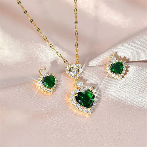 Load image into Gallery viewer, Heart Crystal Jewelry Set
