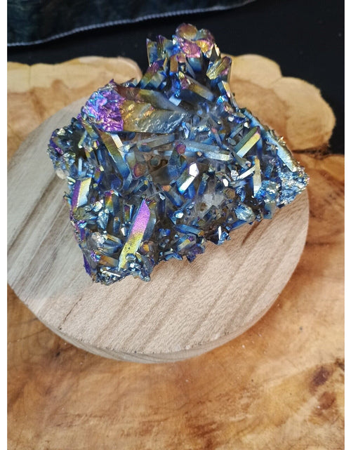 Load image into Gallery viewer, 0.68lb Rainbow Aqua Aura Quartz Crystal Cluster Points Titanium Coating
