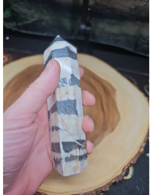Load image into Gallery viewer, Zebra Stone Tower 341g 6in Tall
